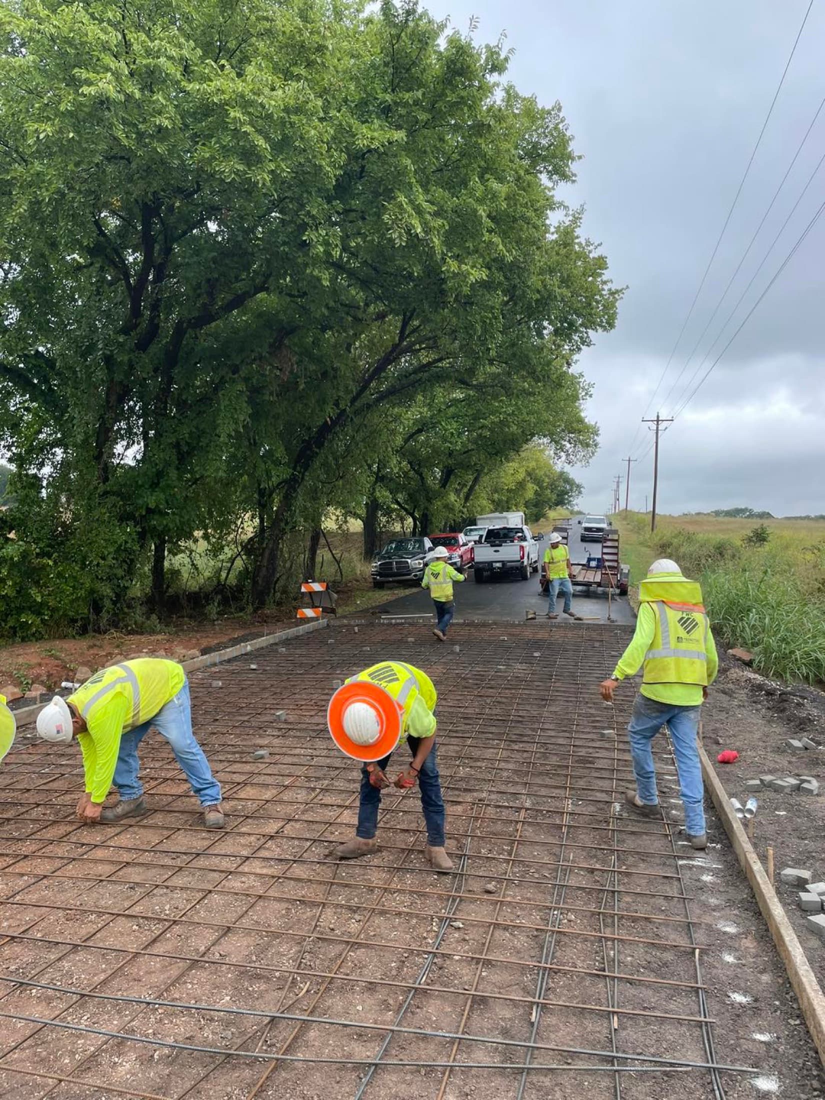 Concrete road rebar prep
