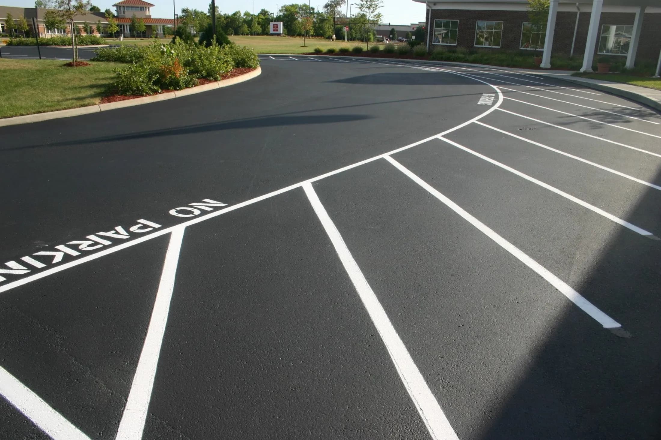 Parking lot striping fire lane