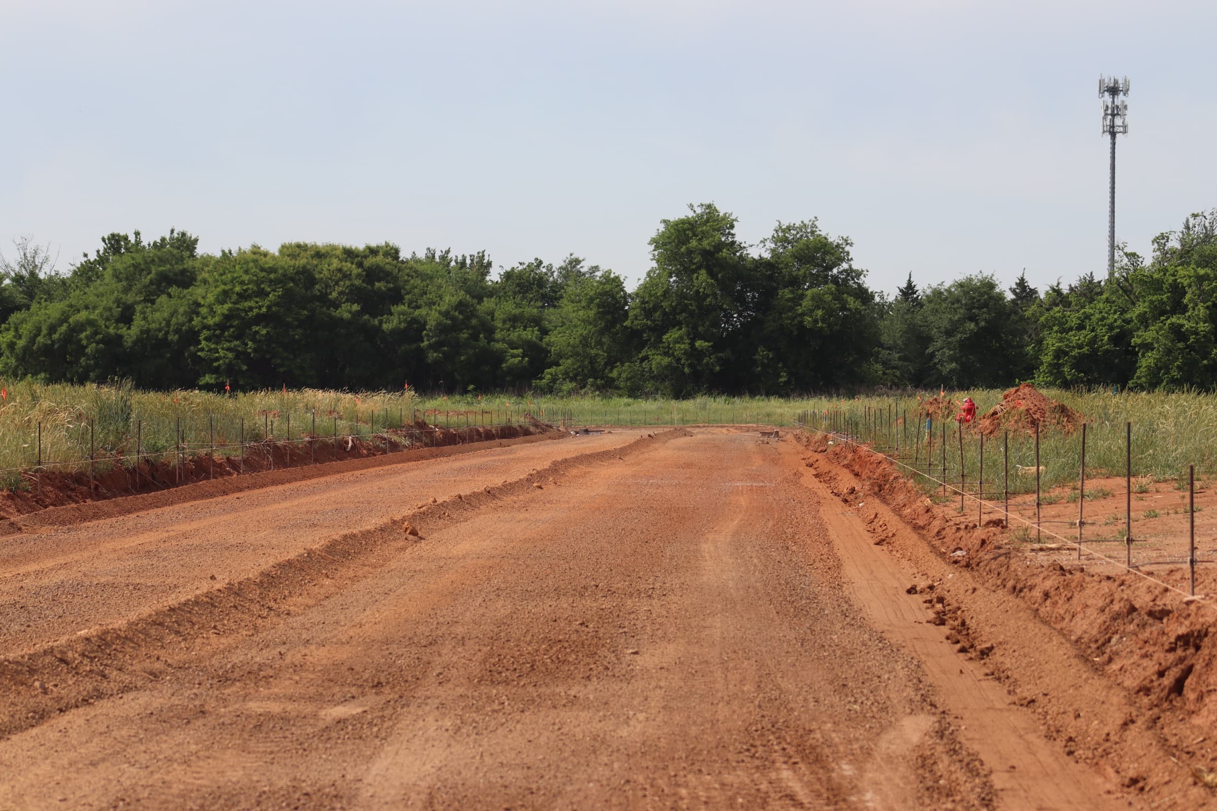 Prepared subgrade corridor ready for paving