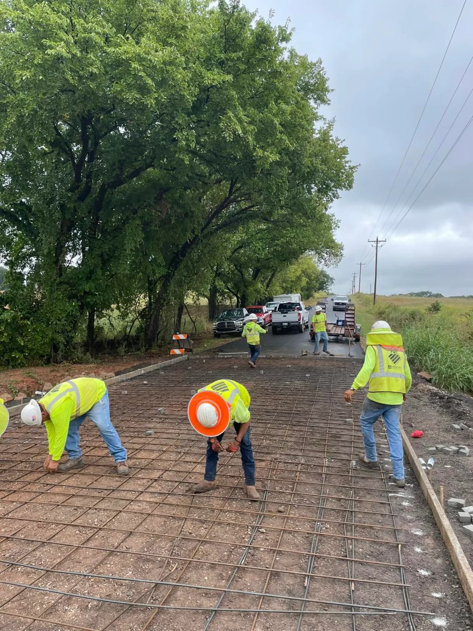 Concrete road rebar prep