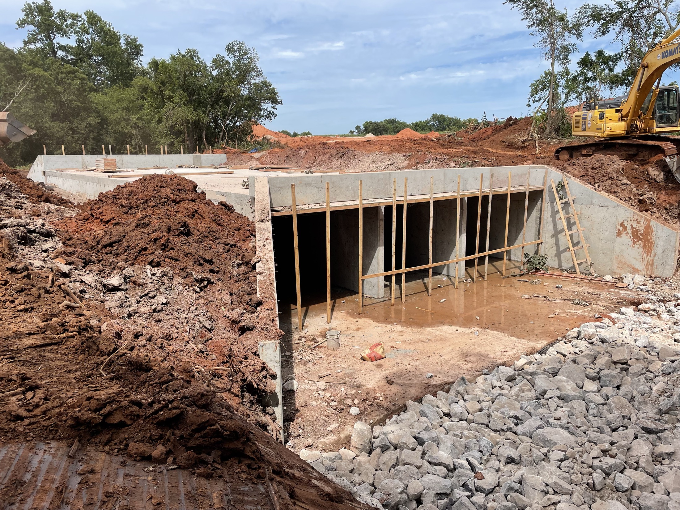 A First Water cast-in-place concrete box culvert with riprap