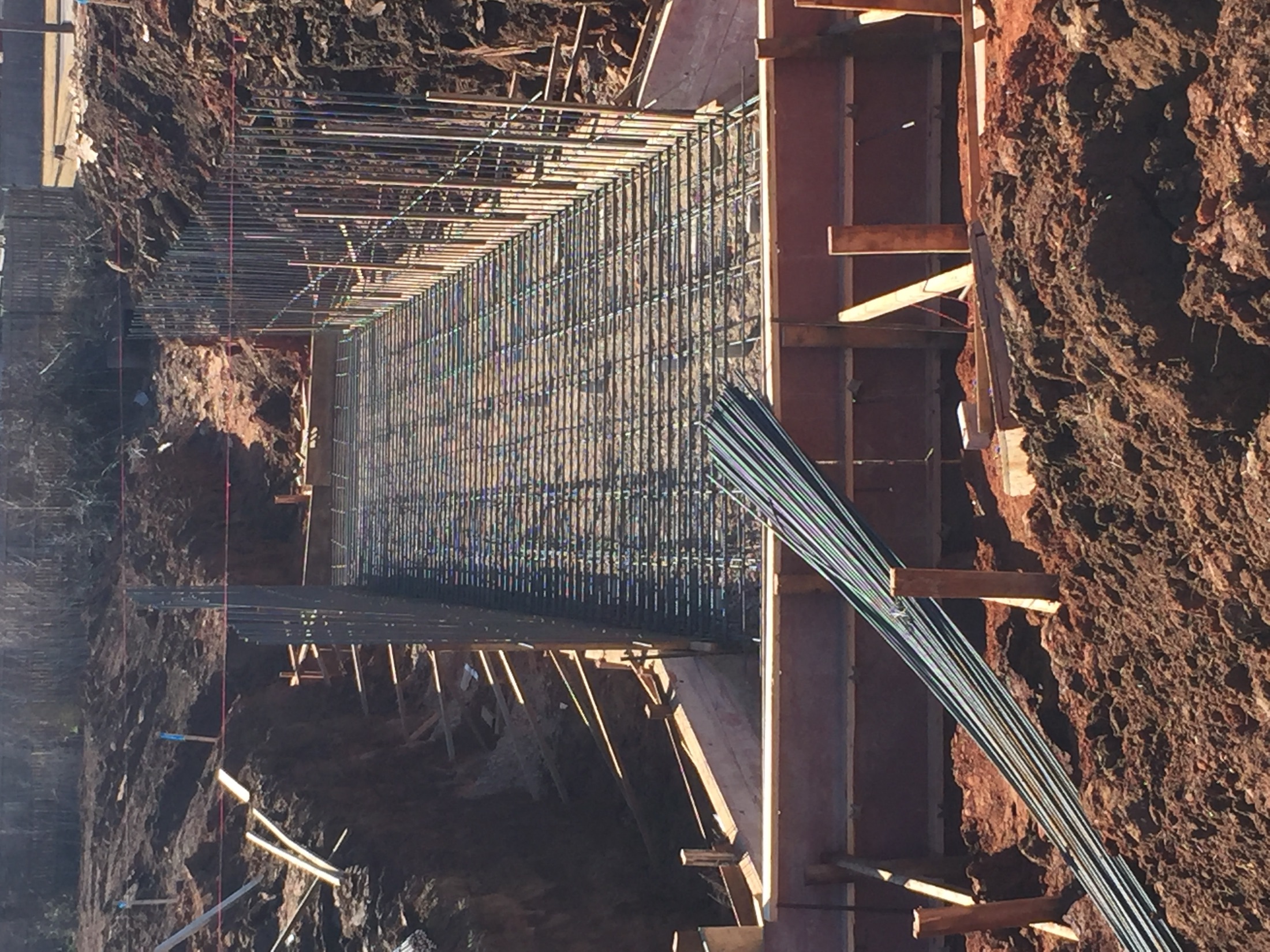 Rebar and formwork prepared for a cast-in-place structure